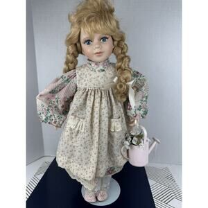 Avon Porcelain Dolls 16" H 1999 Delightful Gardener Lady Vintage